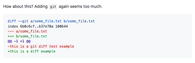A GitHub comment with a diff