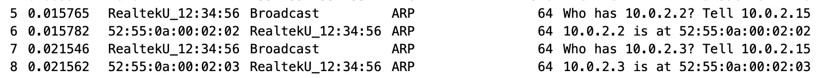Screenshot of Wireshark